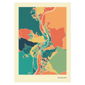 Marburg Stadtkarte Poster – Polychroma Modern Art Print