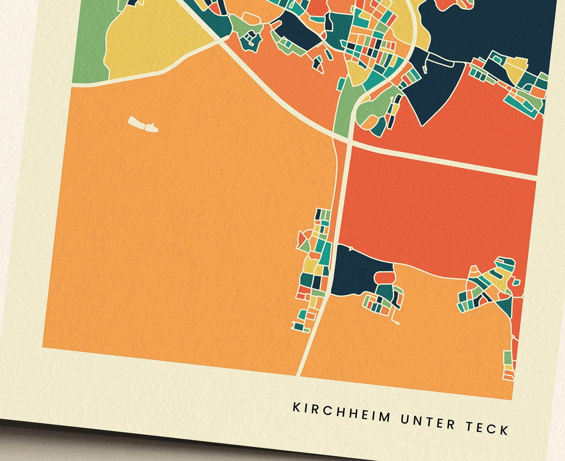 Kirchheim unter Teck Stadtkarte Poster – Polychroma Modern Art Print
