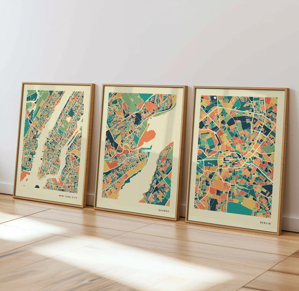 Quebec Stadtkarte Poster – Polychroma Modern Art Print