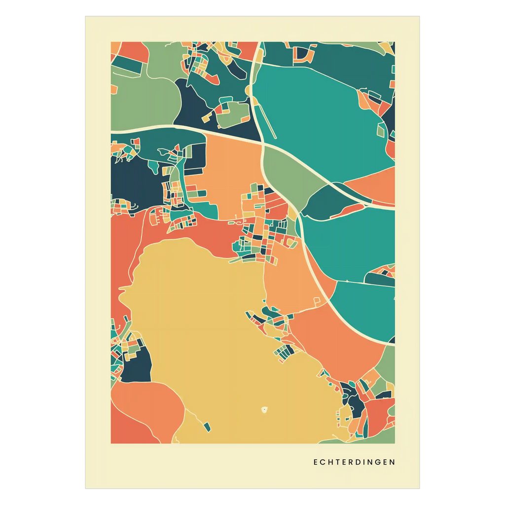 Echterdingen Stadtkarte Poster – Polychroma Modern Art Print