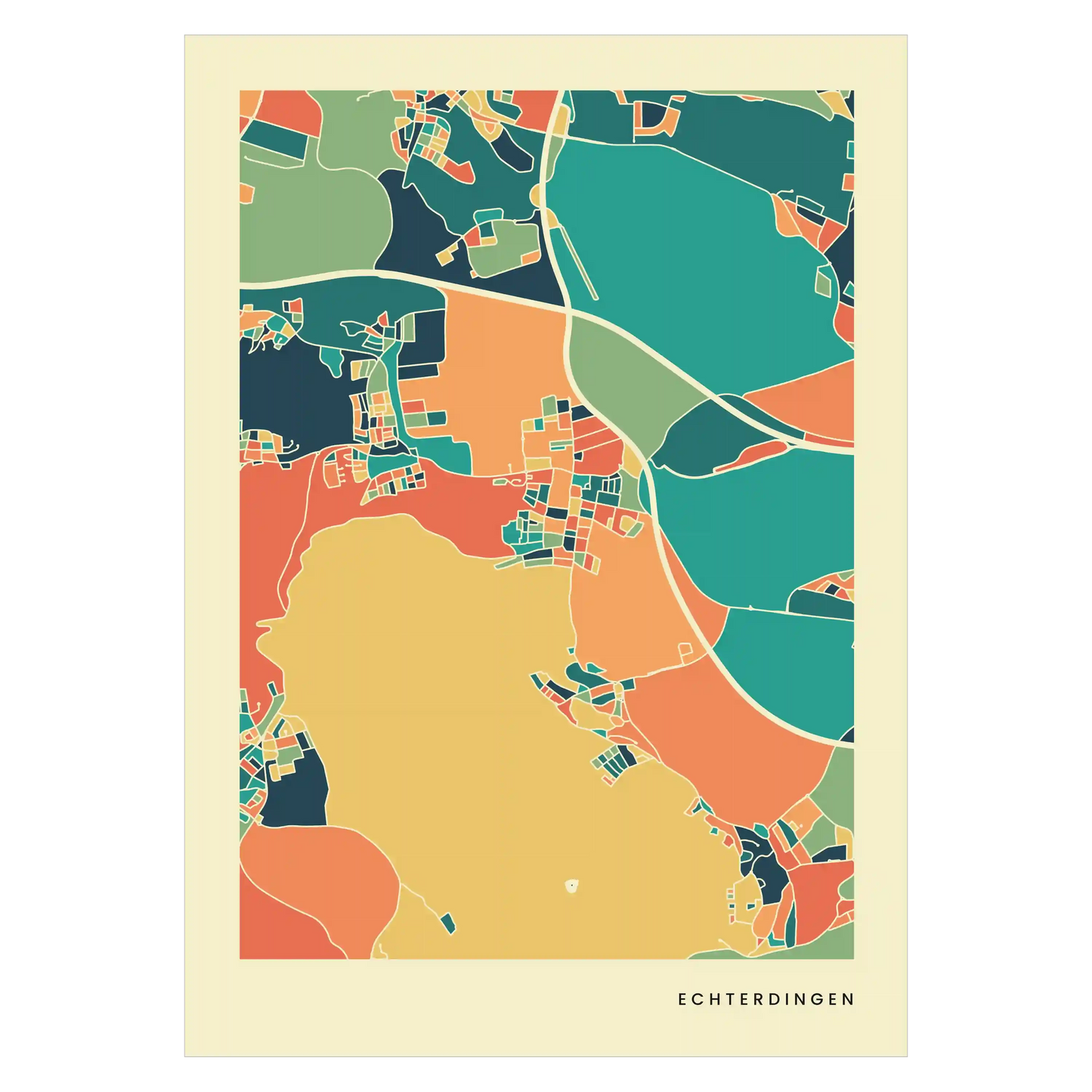 Echterdingen Stadtkarte Poster – Polychroma Modern Art Print
