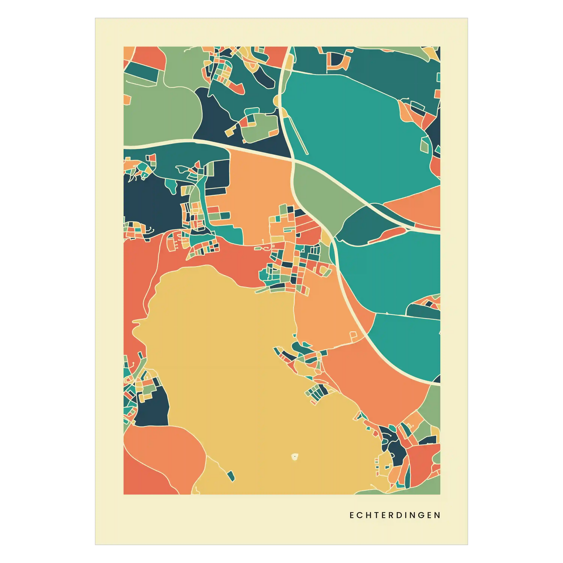 Echterdingen Stadtkarte Poster – Polychroma Modern Art Print