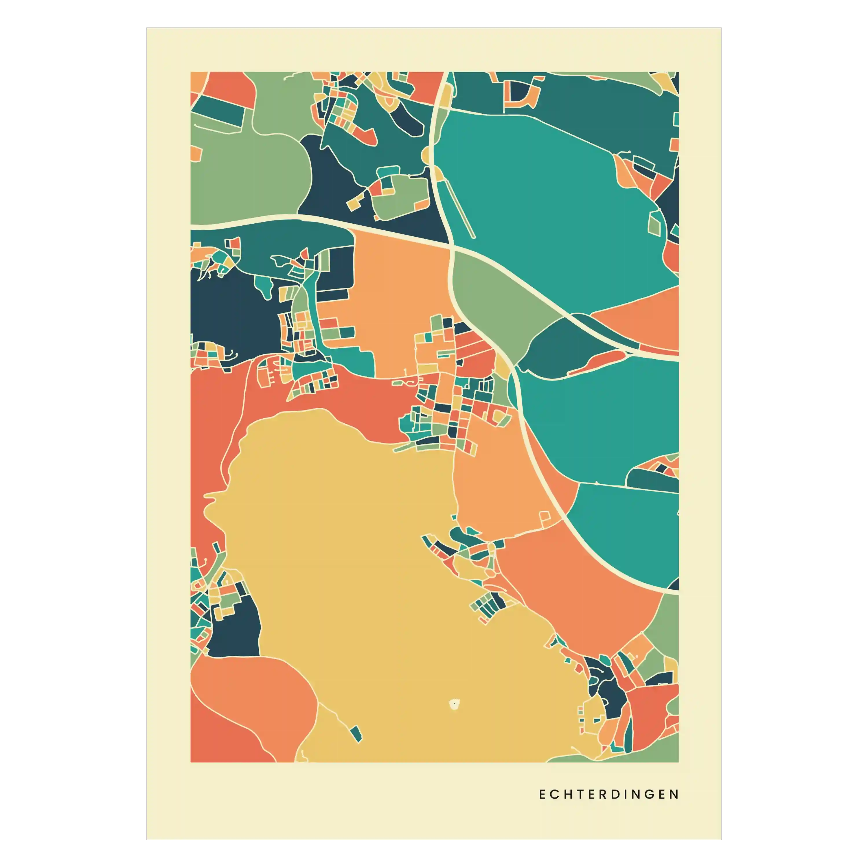 Echterdingen Stadtkarte Poster – Polychroma Modern Art Print