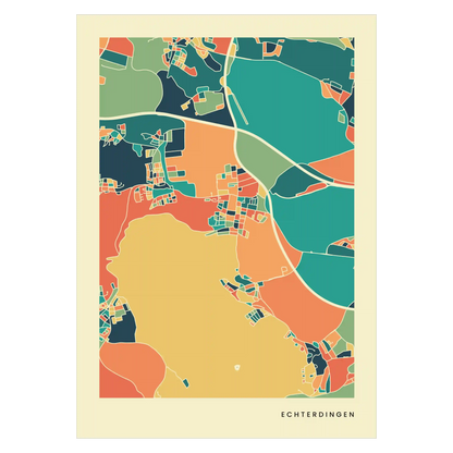 Echterdingen Stadtkarte Poster – Polychroma Modern Art Print