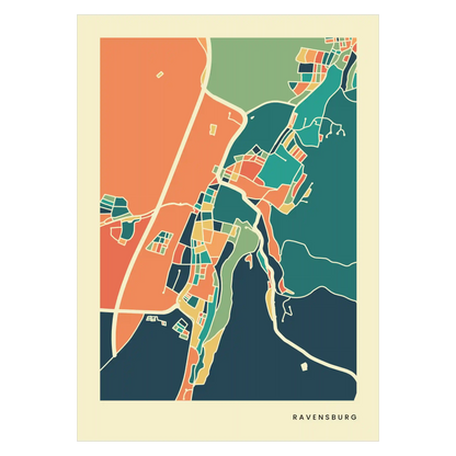 Ravensburg Stadtkarte Poster – Polychroma Modern Art Print