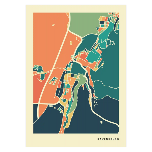 Ravensburg Stadtkarte Poster – Polychroma Modern Art Print