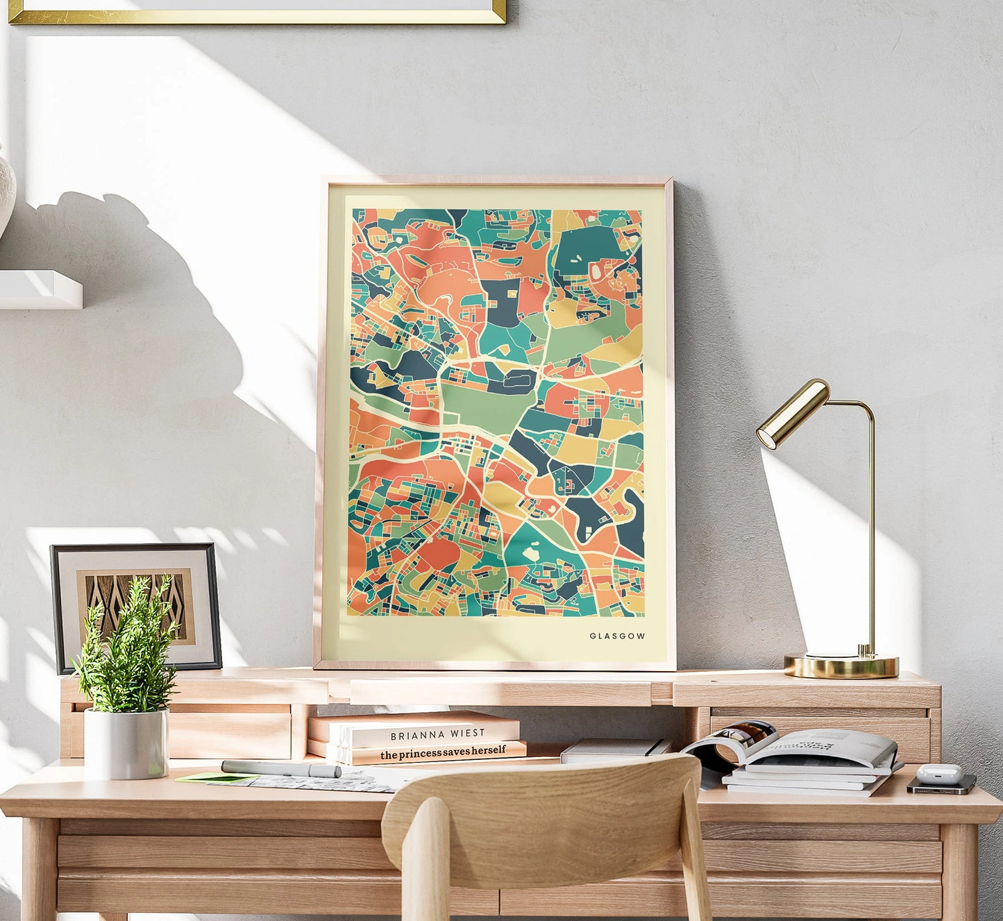 Glasgow Stadtkarte Poster – Polychroma Modern Art Print