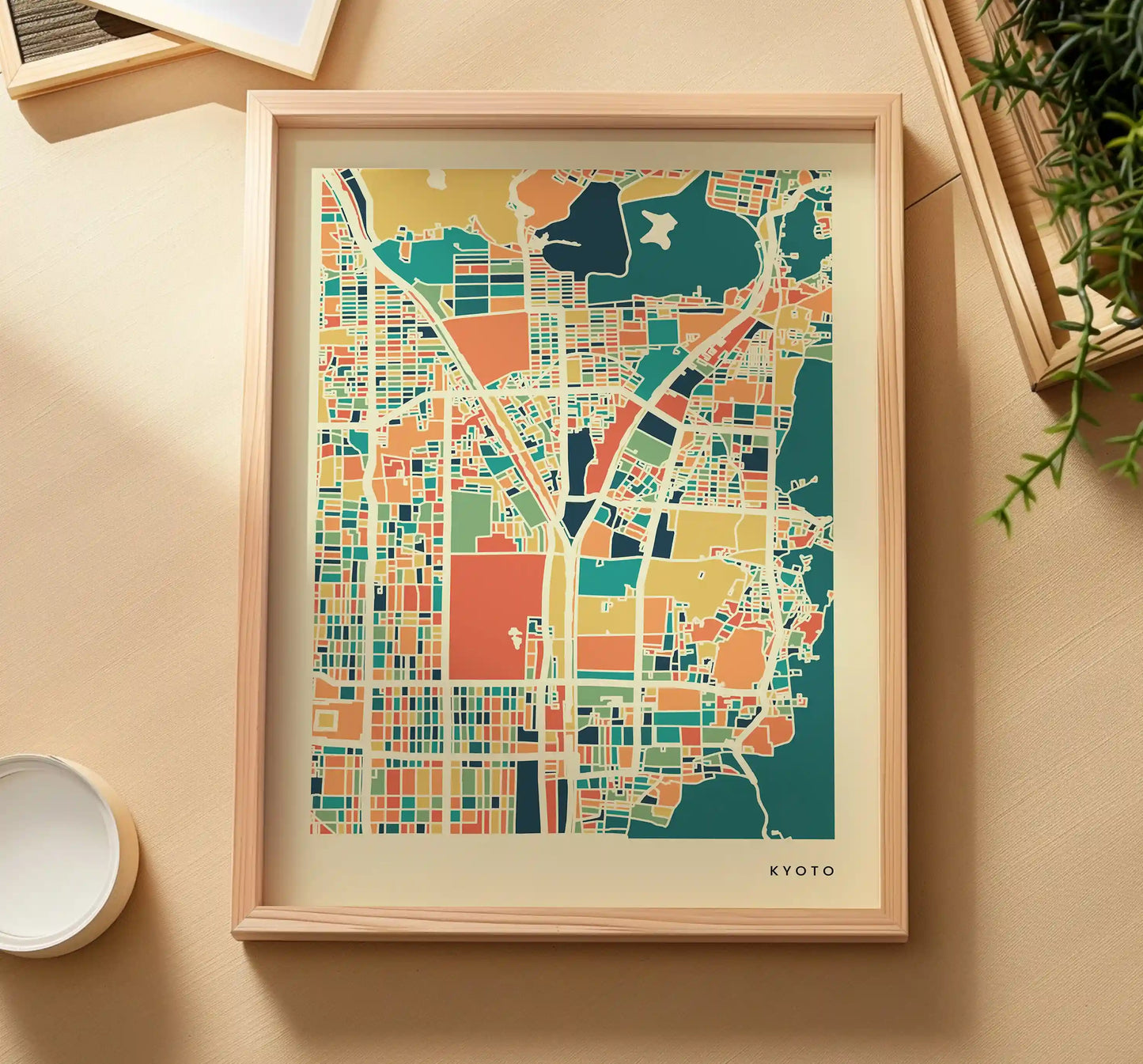 Kyoto Stadtkarte Poster – Polychroma Modern Art Print