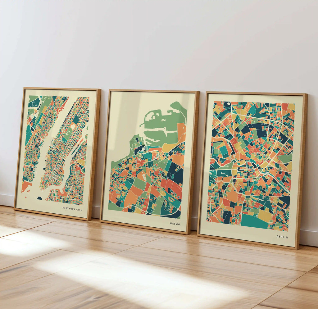Malmö Stadtkarte Poster – Polychroma Modern Art Print
