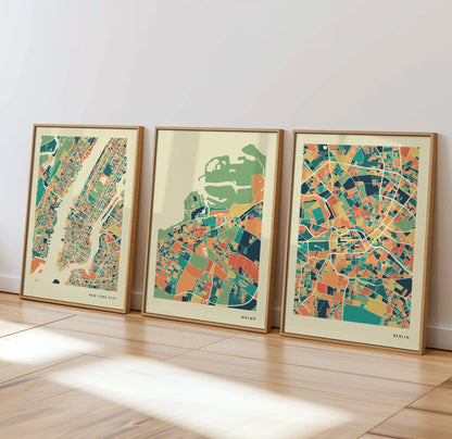 Malmö Stadtkarte Poster – Polychroma Modern Art Print