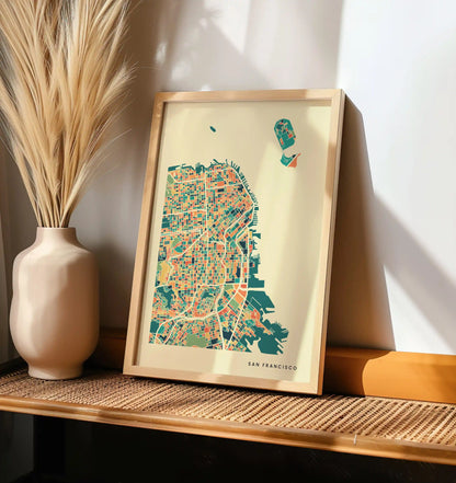 San Francisco Stadtkarte Poster – Polychroma Modern Art Print