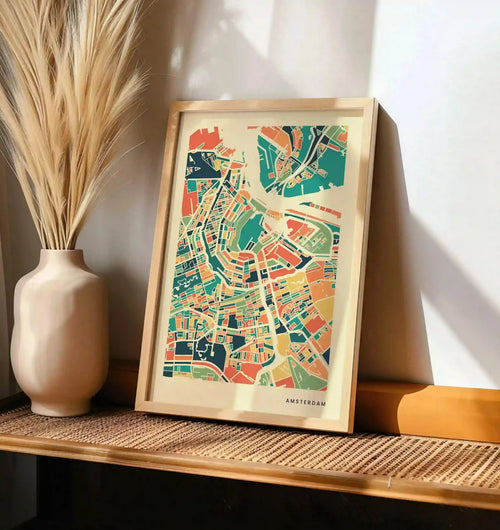 Amsterdam Stadtkarte Poster – Polychroma Modern Art Print
