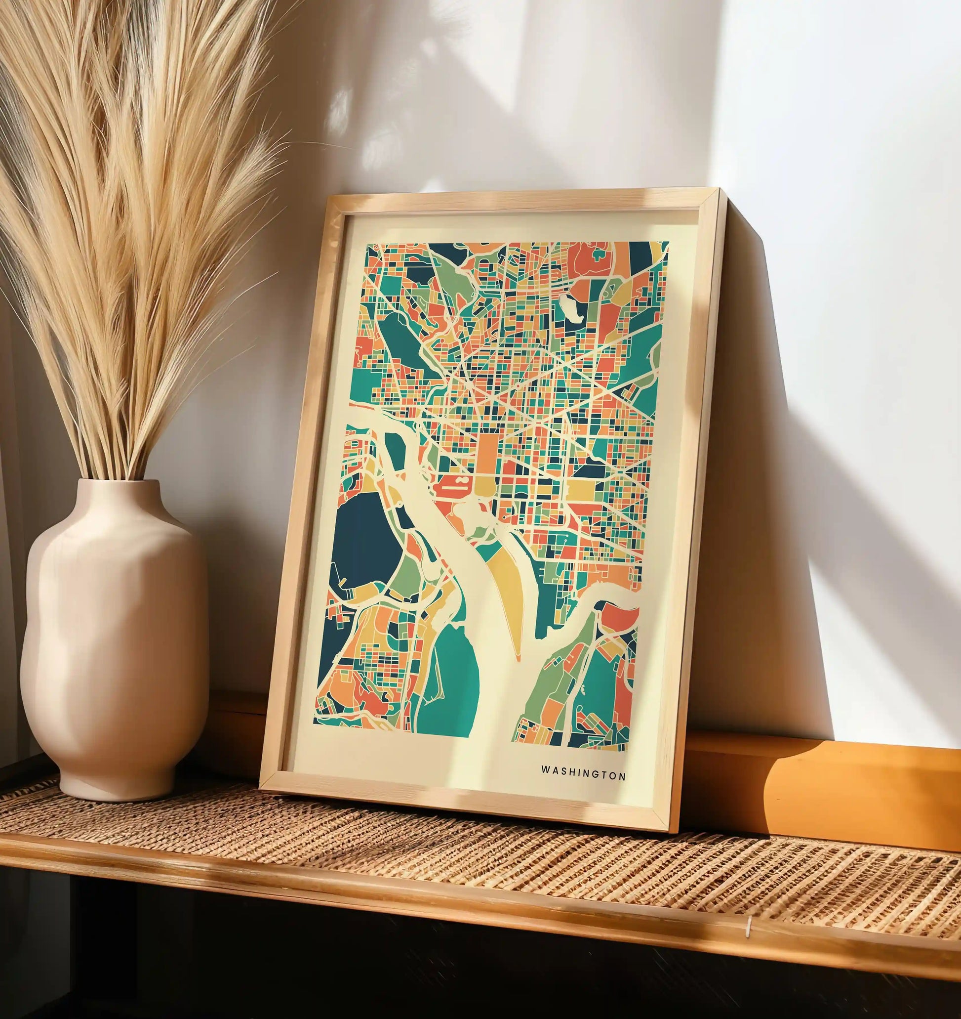 Washington Stadtkarte Poster – Polychroma Modern Art Print