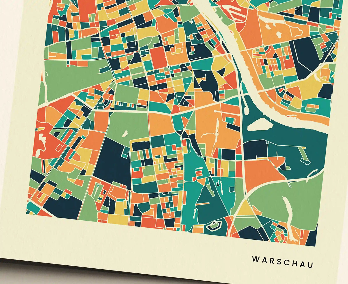 Warschau Stadtkarte Poster – Polychroma Modern Art Print