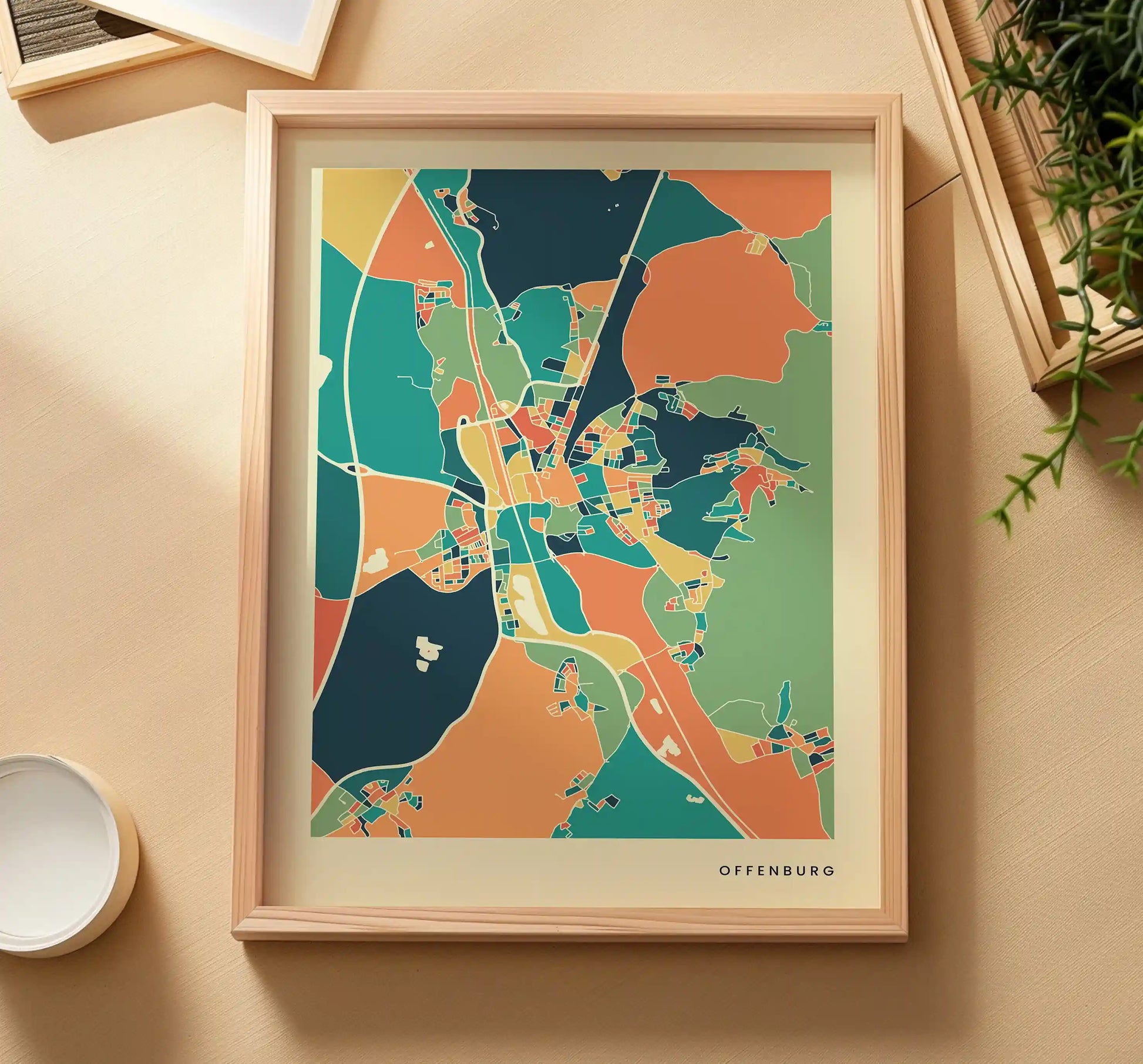Offenburg Stadtkarte Poster – Polychroma Modern Art Print
