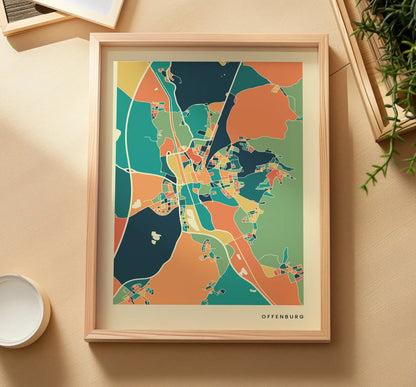 Offenburg Stadtkarte Poster – Polychroma Modern Art Print