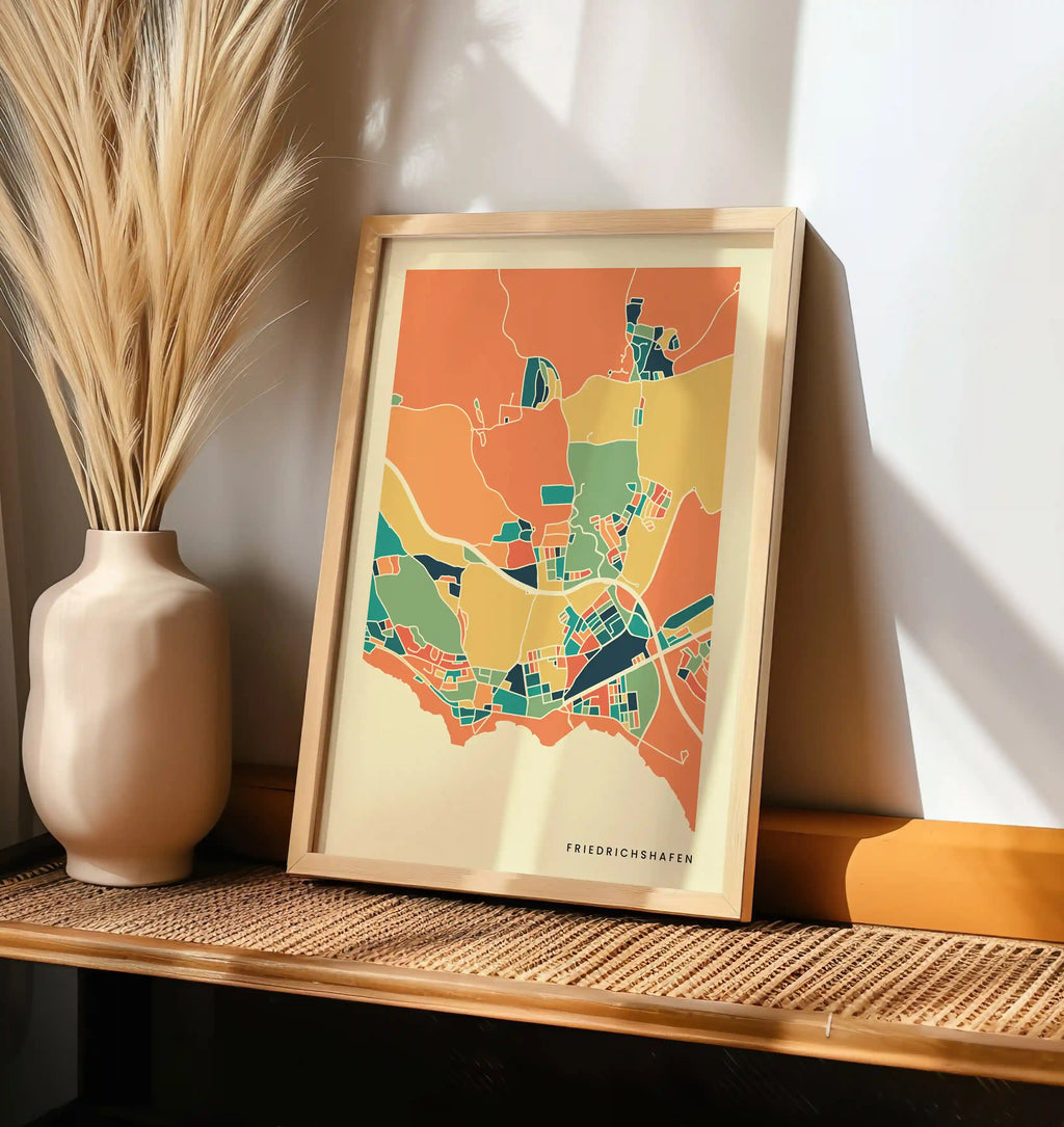 Friedrichshafen Stadtkarte Poster – Polychroma Modern Art Print