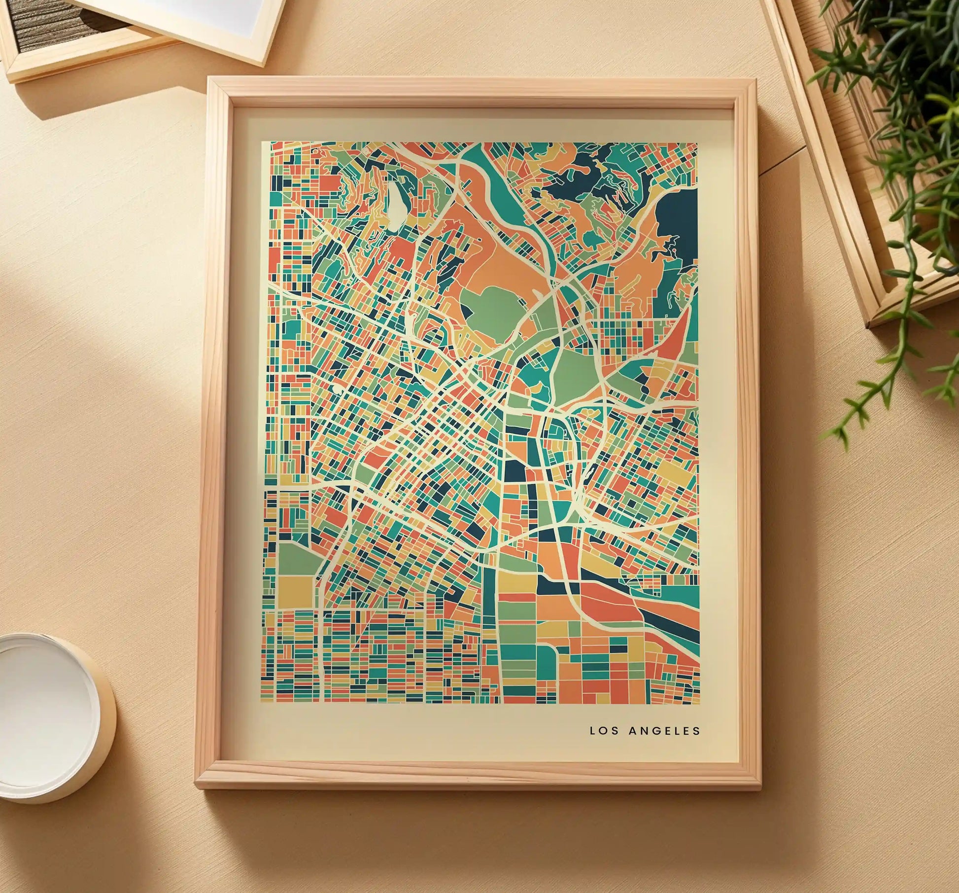 Los Angeles Stadtkarte Poster – Polychroma Modern Art Print