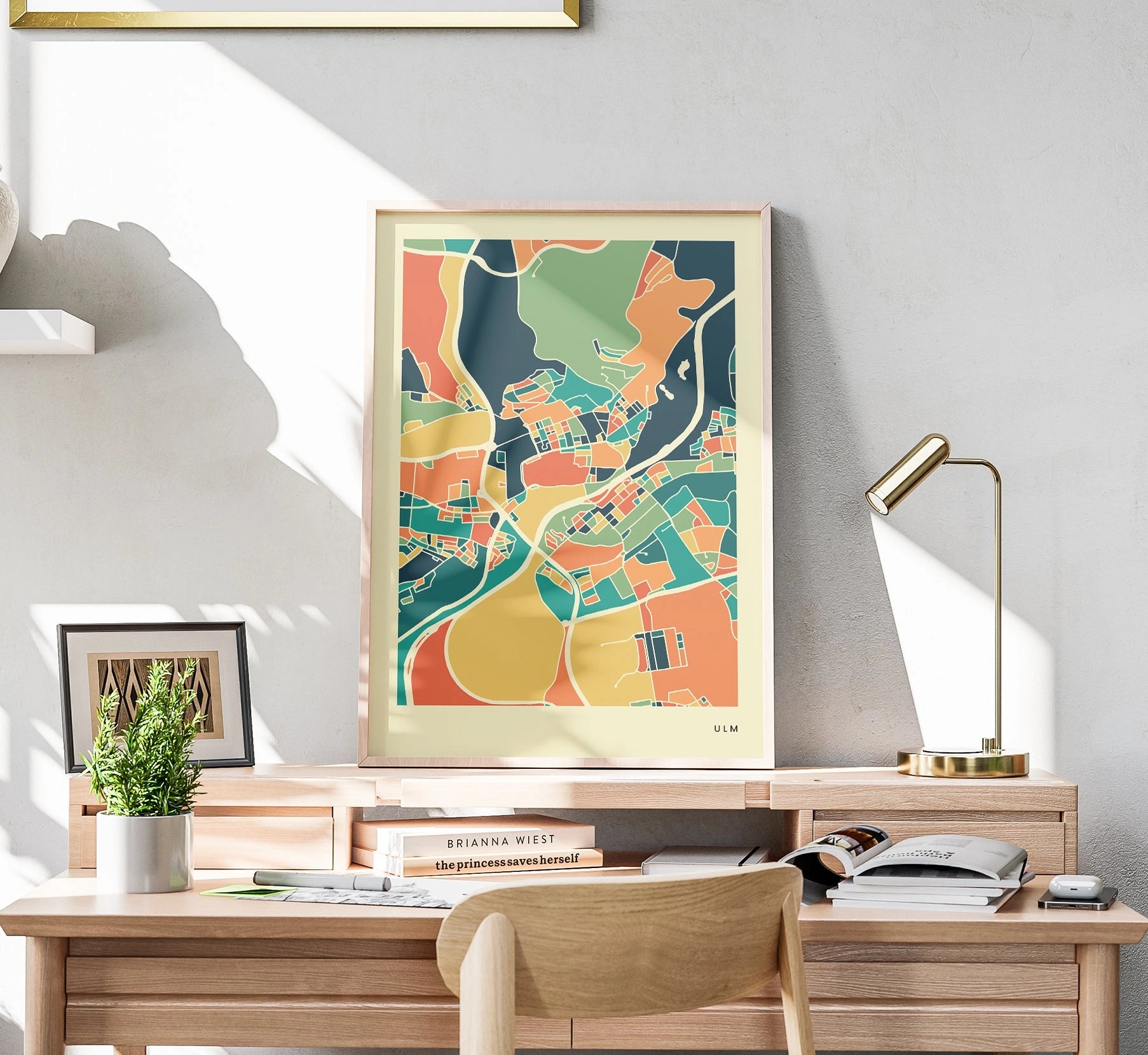 Ulm Stadtkarte Poster – Polychroma Modern Art Print