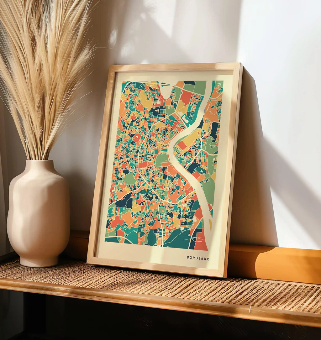 Bordeaux Stadtkarte Poster – Polychroma Modern Art Print