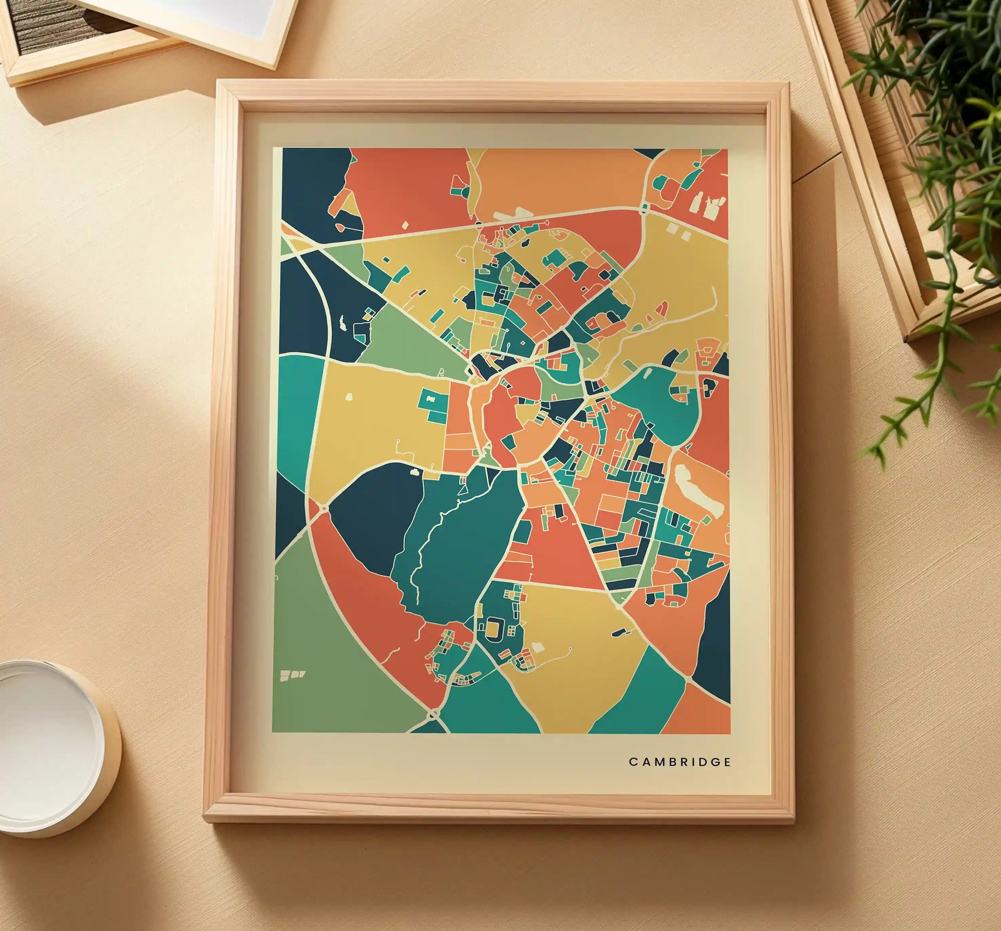 Cambridge Stadtkarte Poster – Polychroma Modern Art Print
