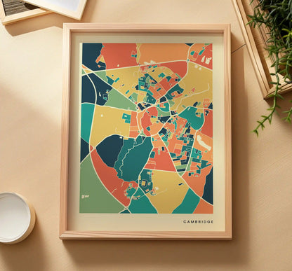 Cambridge Stadtkarte Poster – Polychroma Modern Art Print