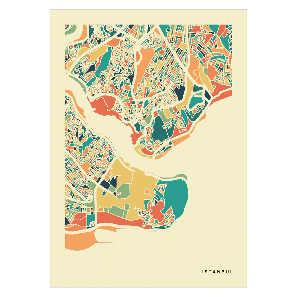 Istanbul Stadtkarte Poster – Polychroma Modern Art Print