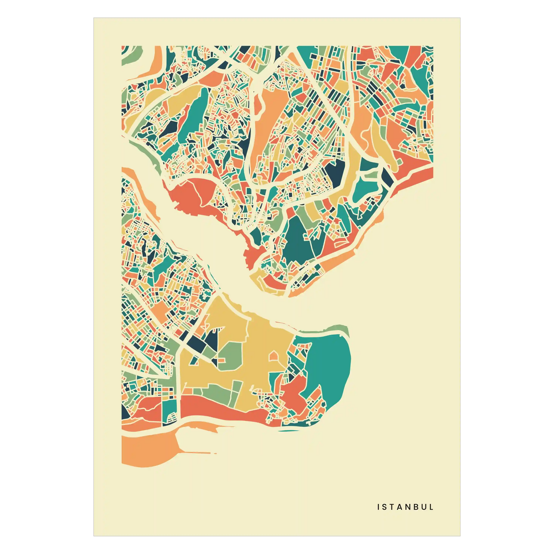 Istanbul Stadtkarte Poster – Polychroma Modern Art Print