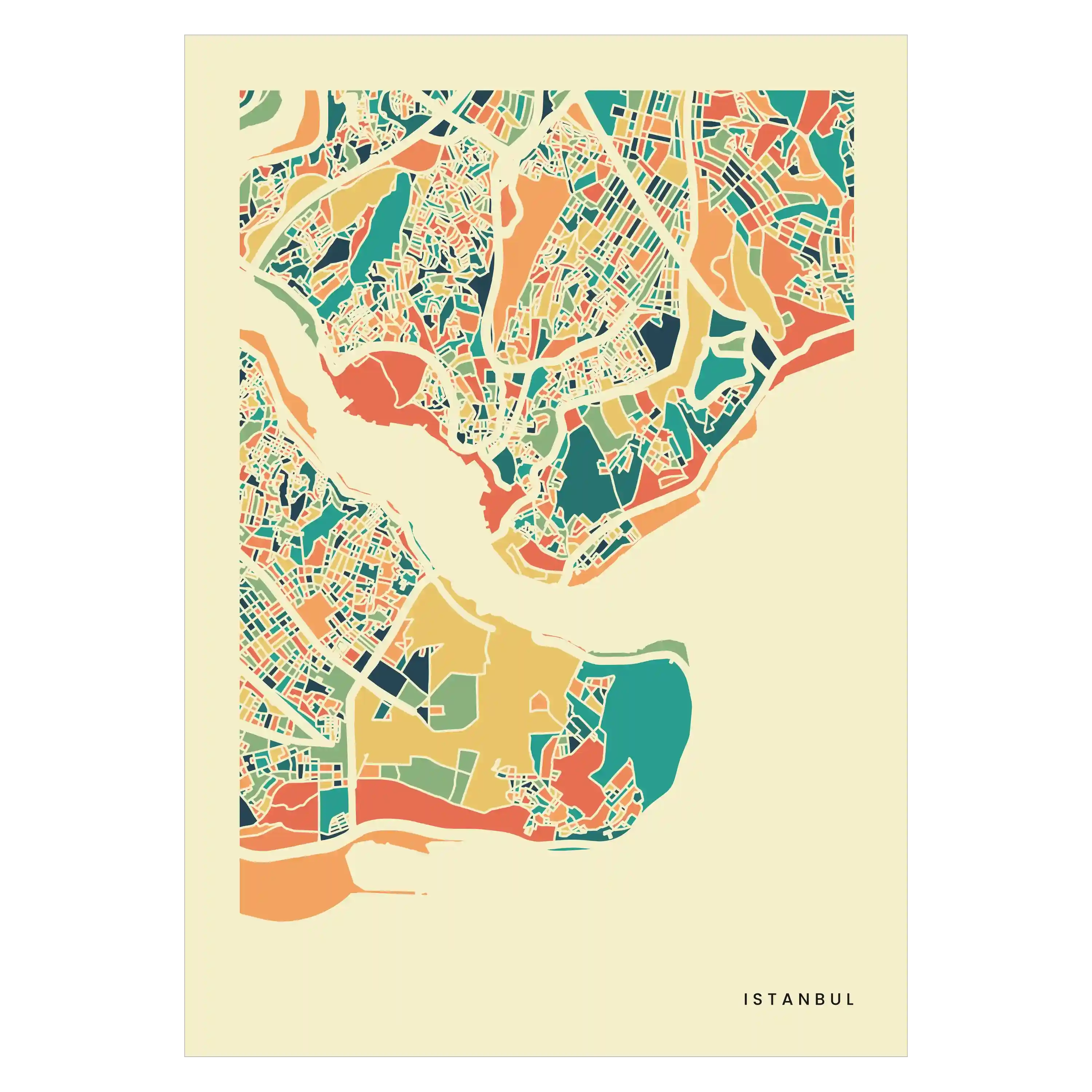 Istanbul Stadtkarte Poster – Polychroma Modern Art Print