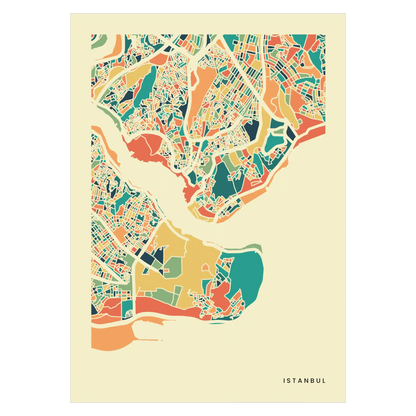 Istanbul Stadtkarte Poster – Polychroma Modern Art Print