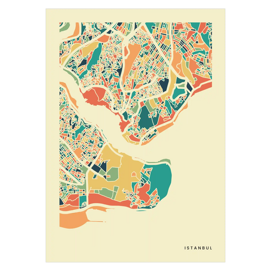 Istanbul Stadtkarte Poster – Polychroma Modern Art Print