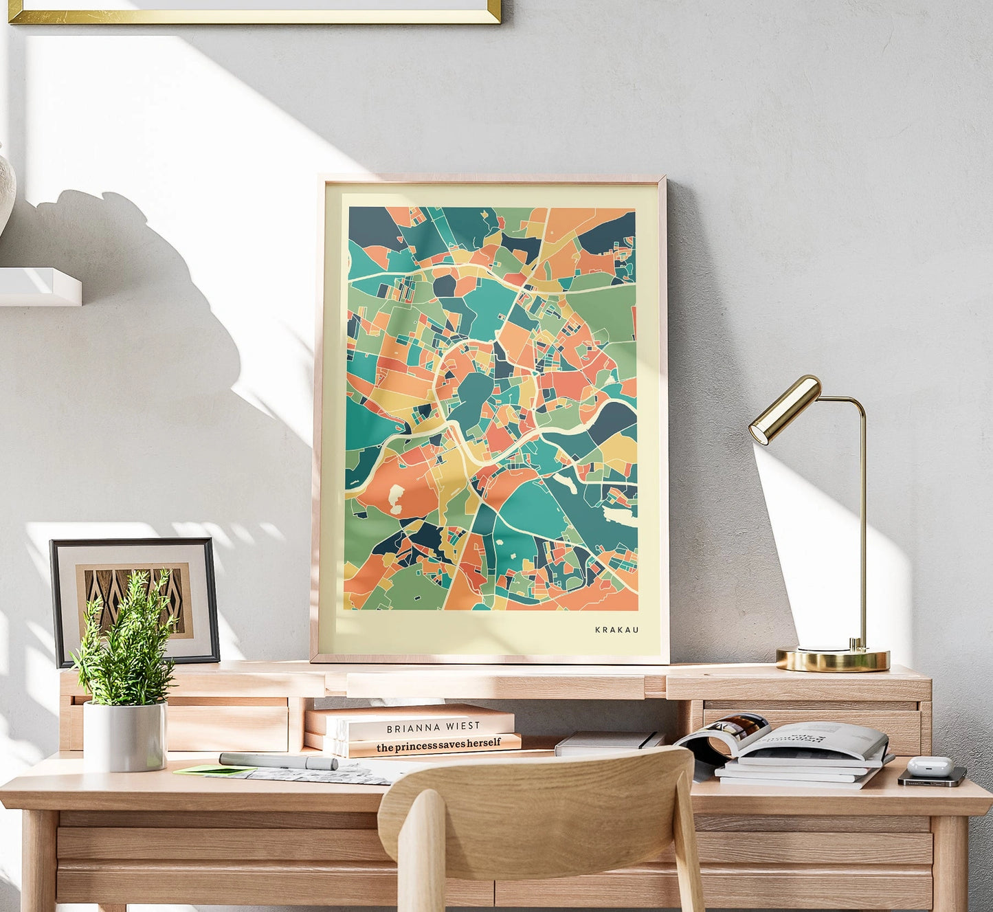 Krakau Stadtkarte Poster – Polychroma Modern Art Print