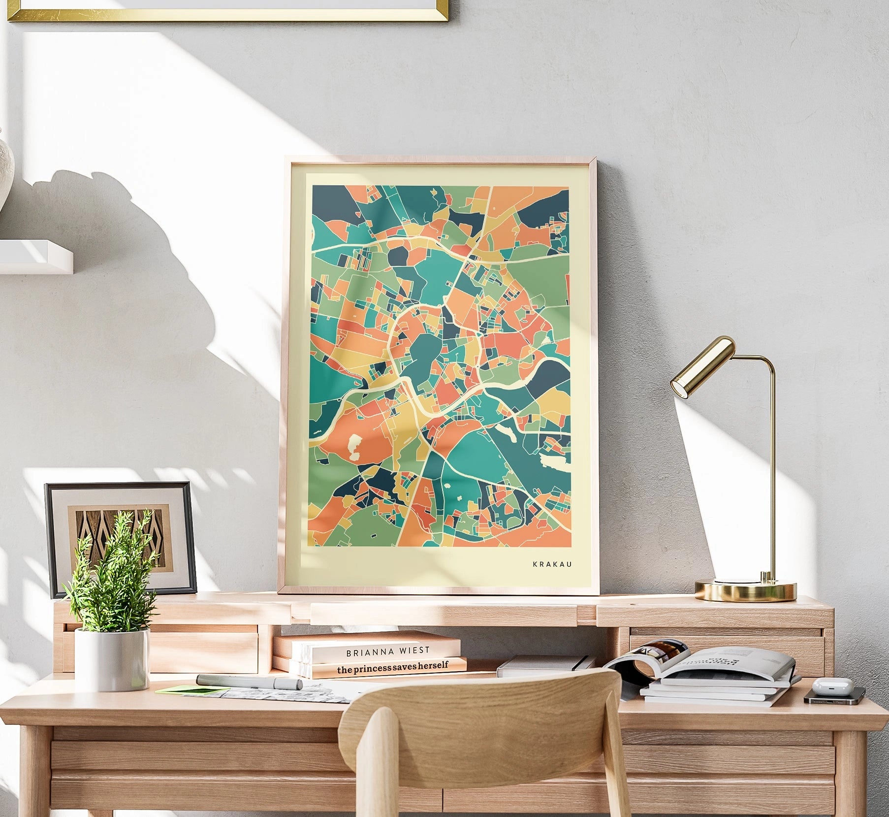 Krakau Stadtkarte Poster – Polychroma Modern Art Print