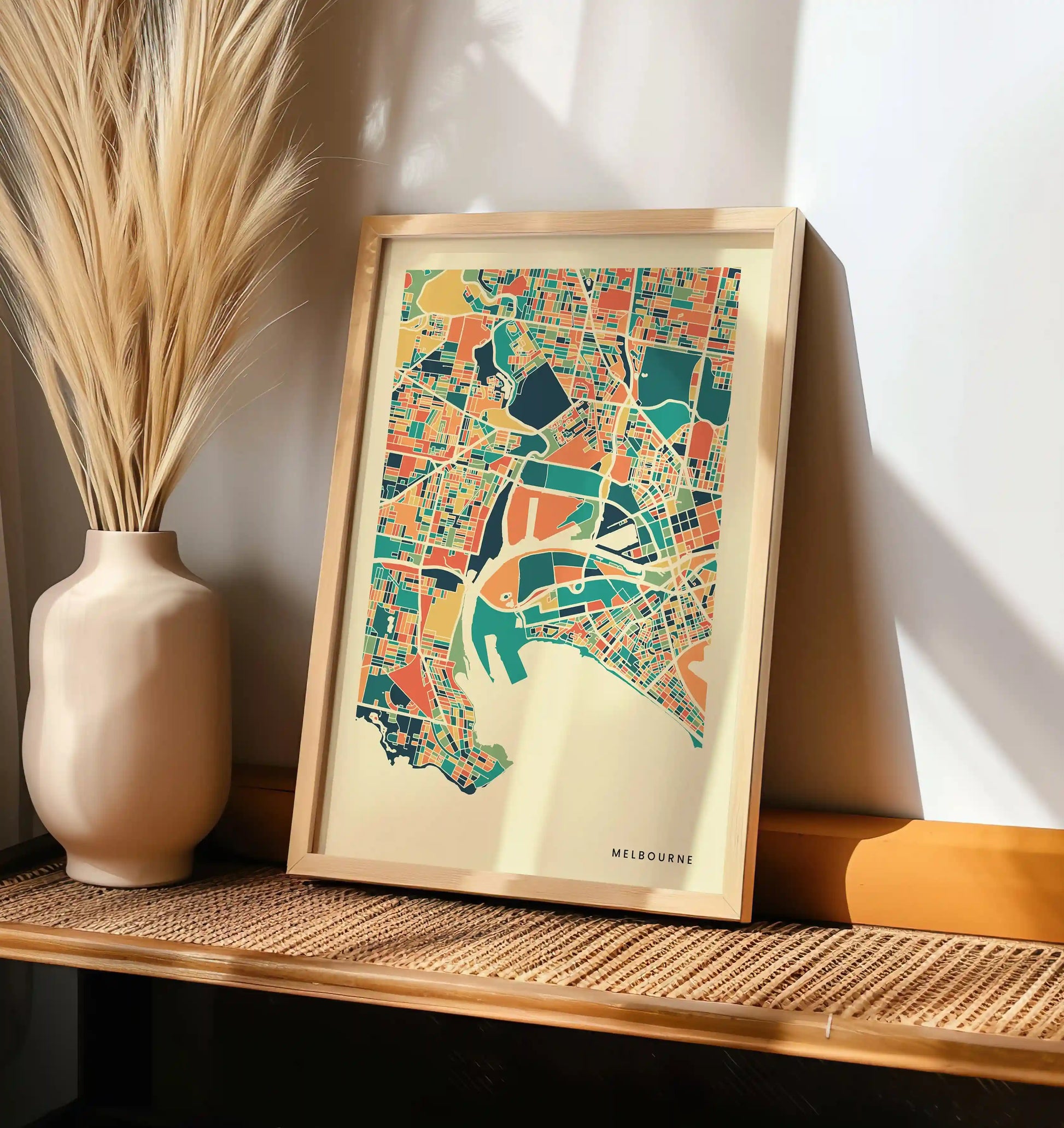 Melbourne Stadtkarte Poster – Polychroma Modern Art Print