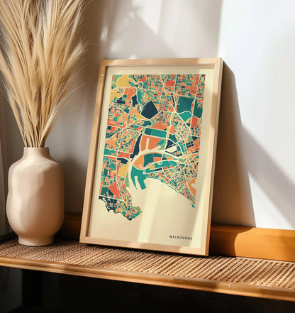 Melbourne Stadtkarte Poster – Polychroma Modern Art Print