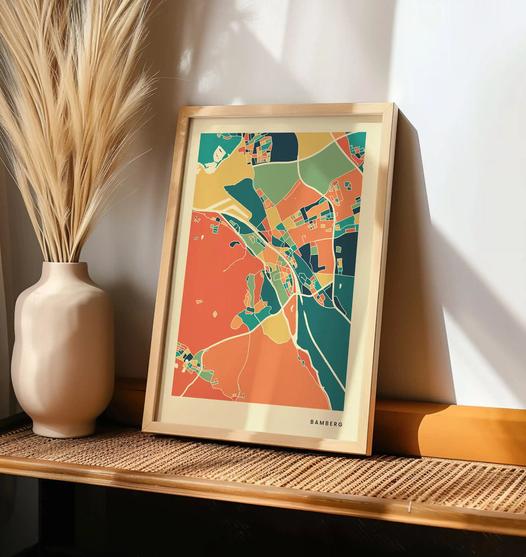 Bamberg Stadtkarte Poster – Polychroma Modern Art Print