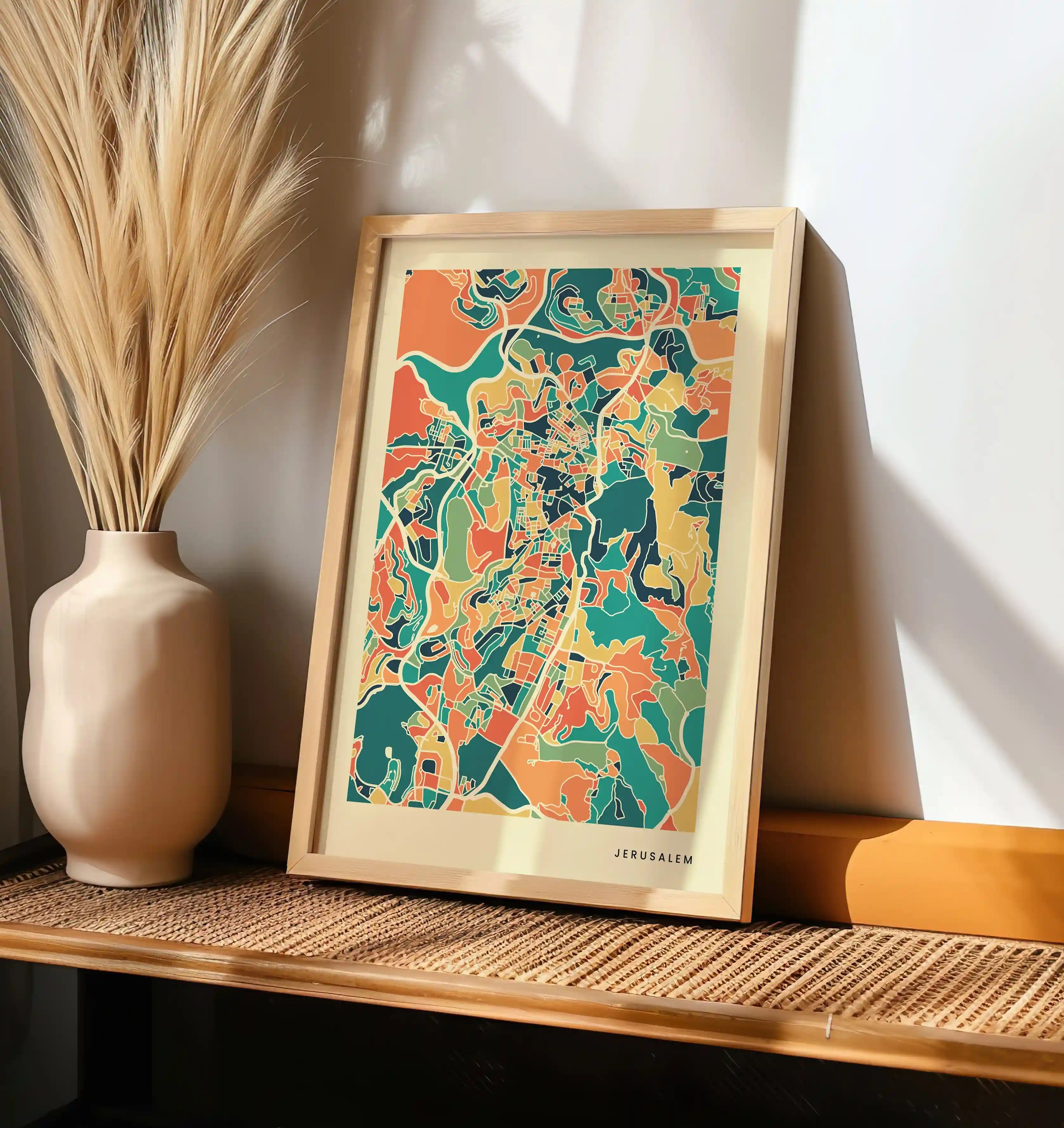 Jerusalem Stadtkarte Poster – Polychroma Modern Art Print