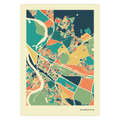 Mannheim Stadtkarte Poster – Polychroma Modern Art Print