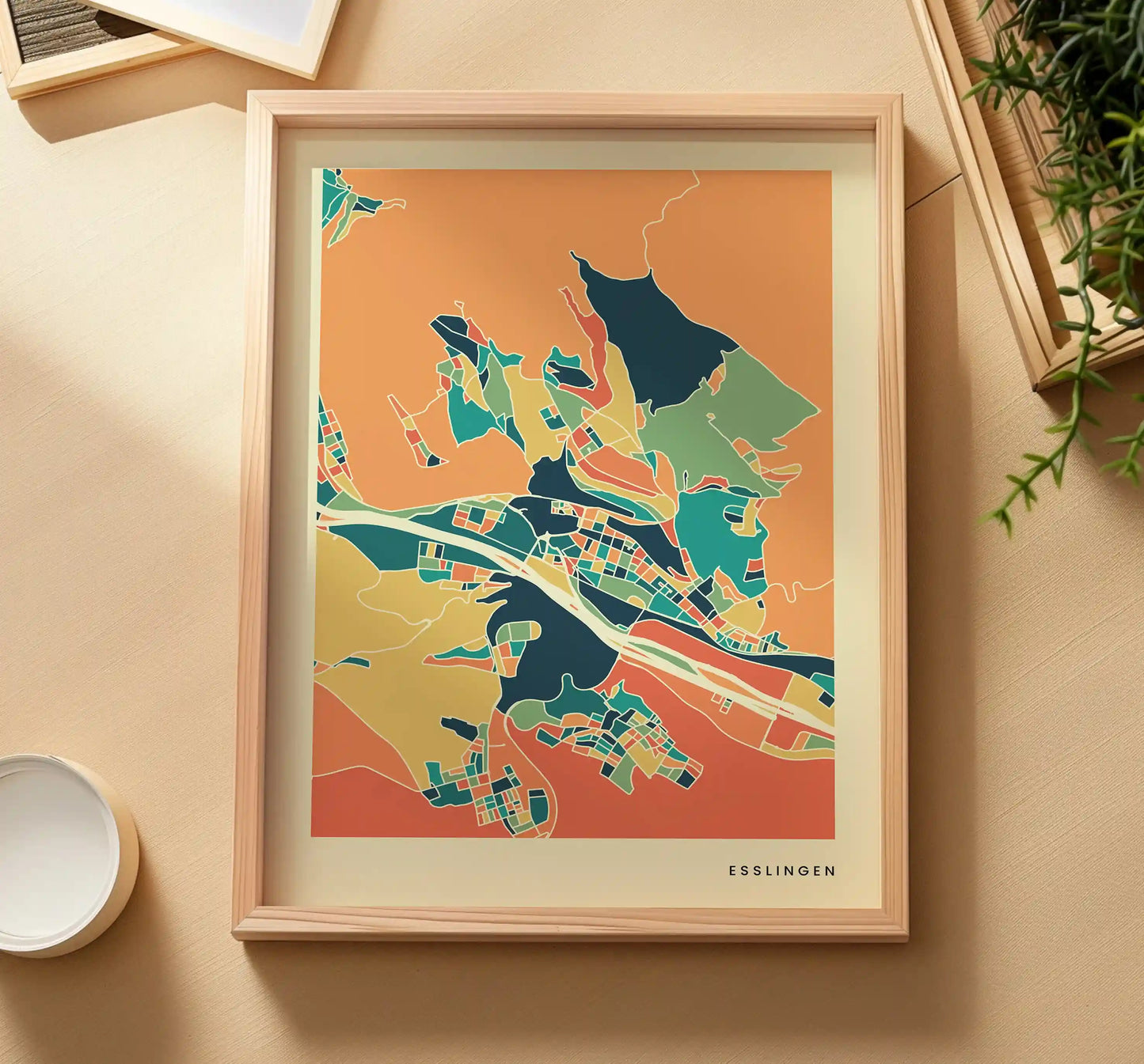 Esslingen Stadtkarte Poster – Polychroma Modern Art Print