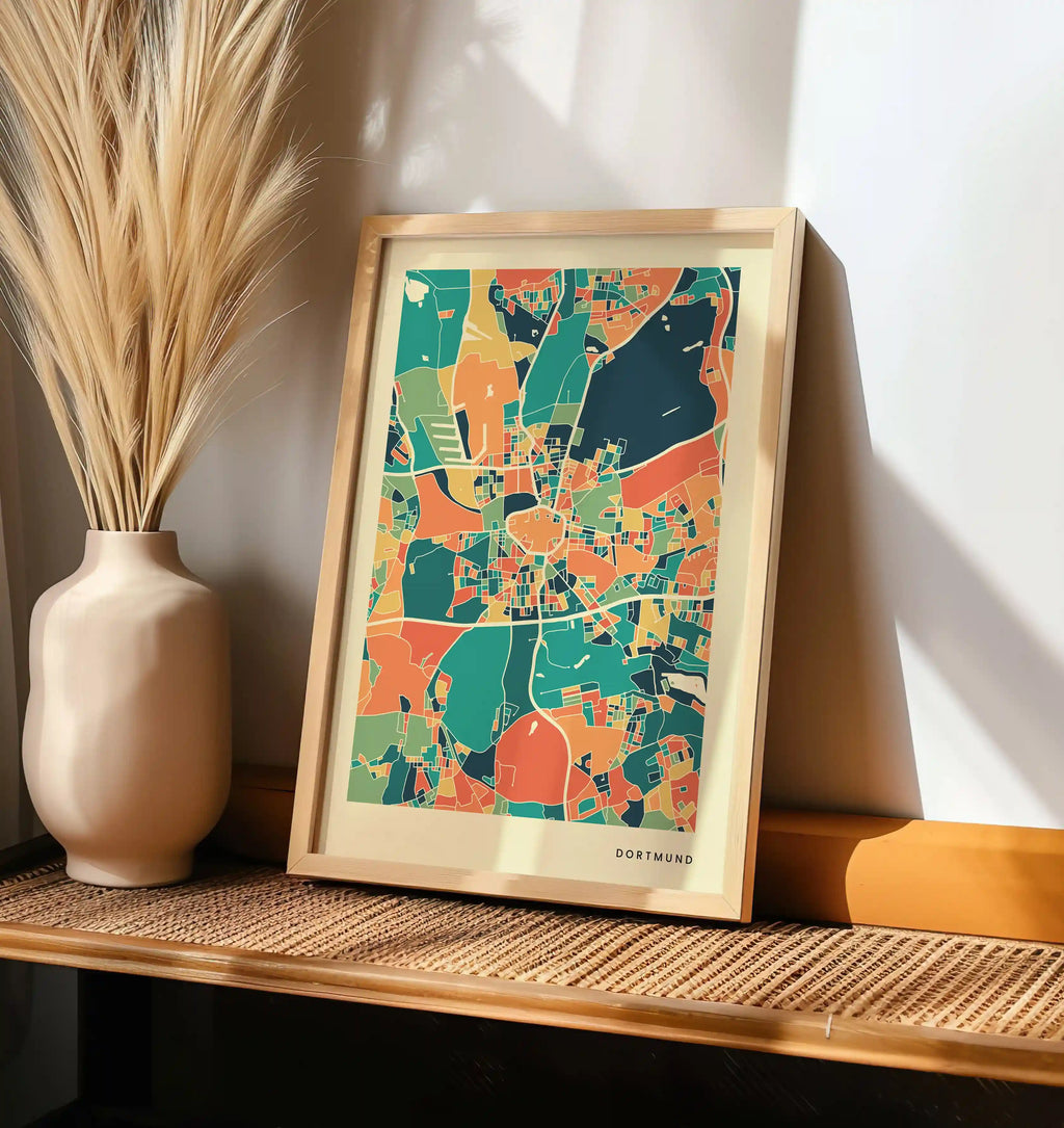 Dortmund Stadtkarte Poster – Polychroma Modern Art Print