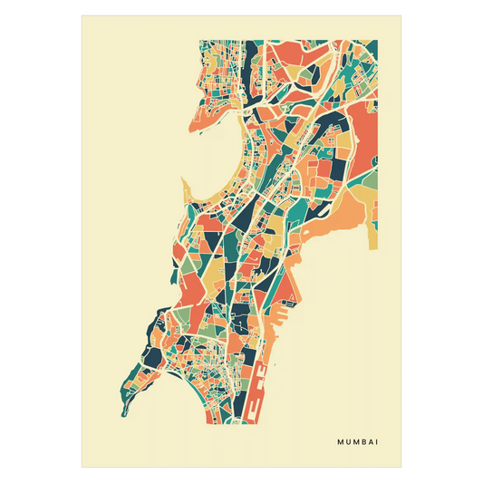 Mumbai Stadtkarte Poster – Polychroma Modern Art Print