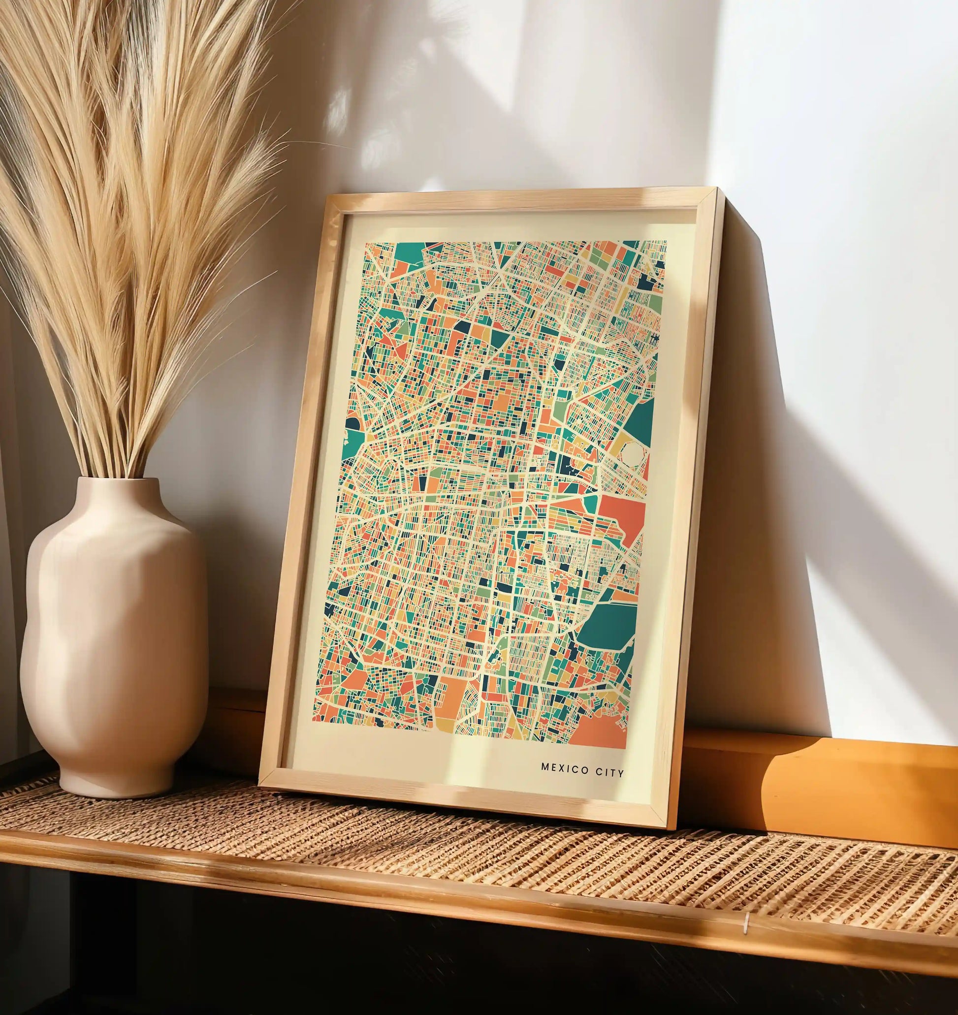 Mexico City Stadtkarte Poster – Polychroma Modern Art Print