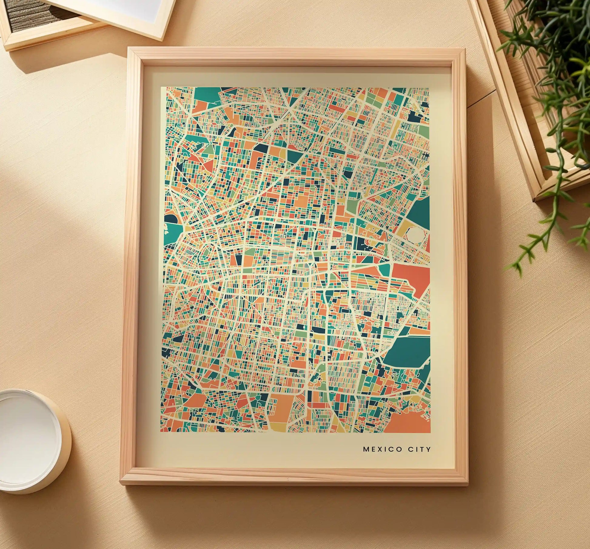 Mexico City Stadtkarte Poster – Polychroma Modern Art Print