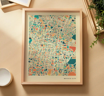 Mexico City Stadtkarte Poster – Polychroma Modern Art Print