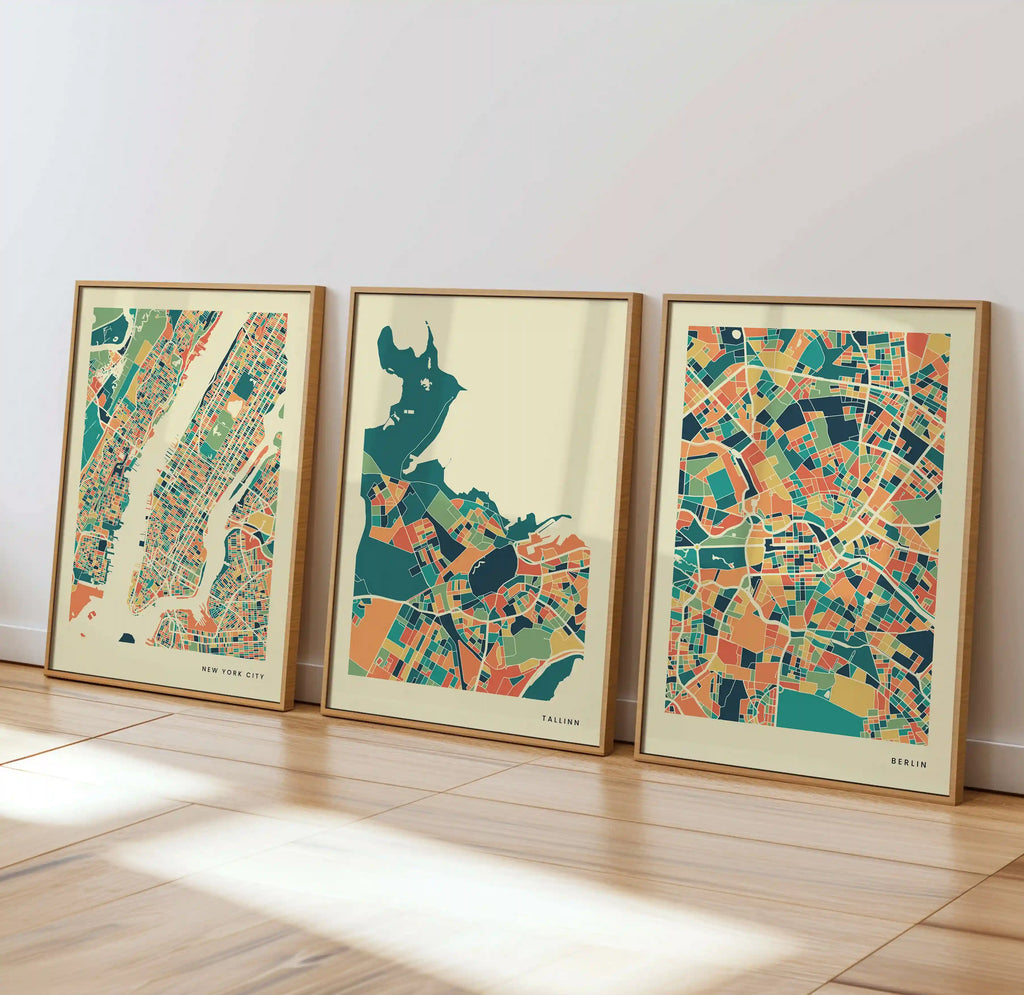 Tallinn Stadtkarte Poster – Polychroma Modern Art Print