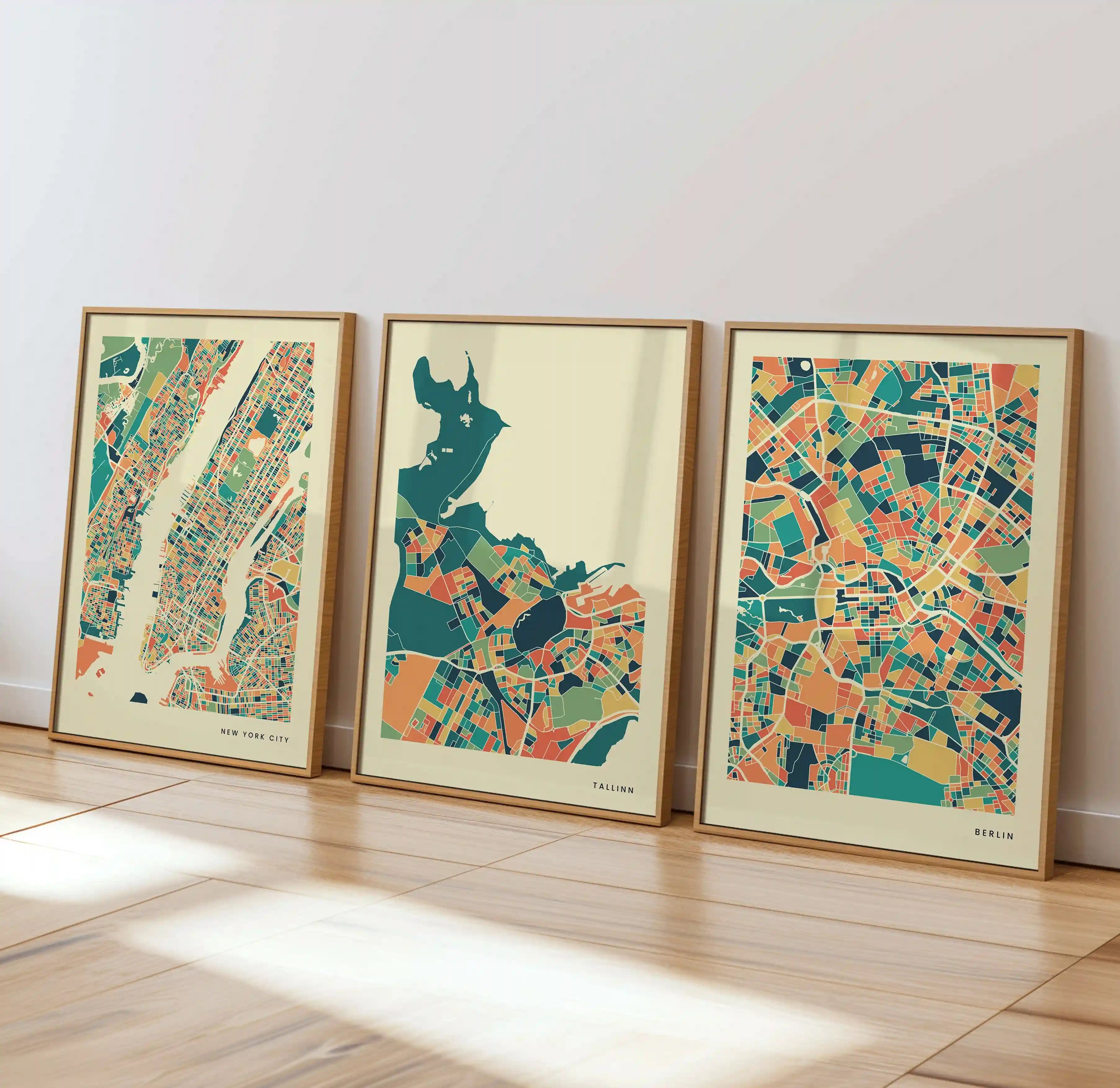 Tallinn Stadtkarte Poster – Polychroma Modern Art Print