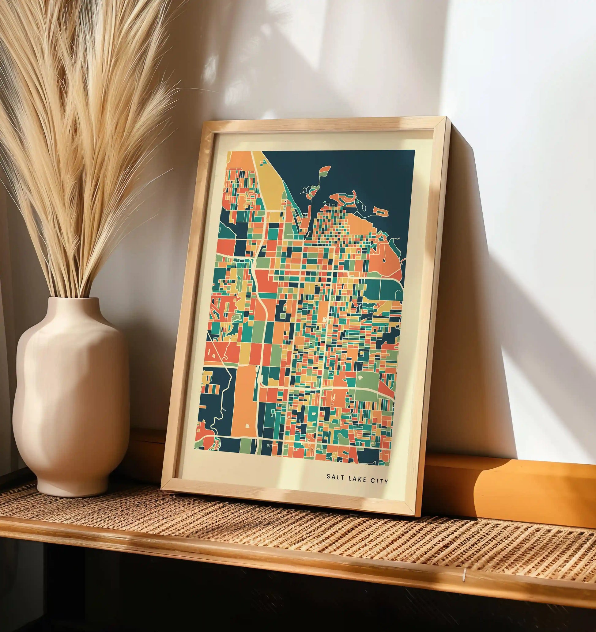Salt Lake City Stadtkarte Poster – Polychroma Modern Art Print