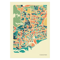 Singapore Stadtkarte Poster – Polychroma Modern Art Print