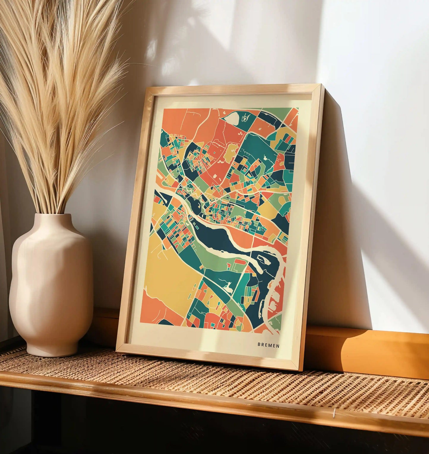 Bremen Stadtkarte Poster – Polychroma Modern Art Print