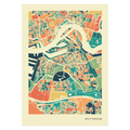 Rotterdam Stadtkarte Poster – Polychroma Modern Art Print